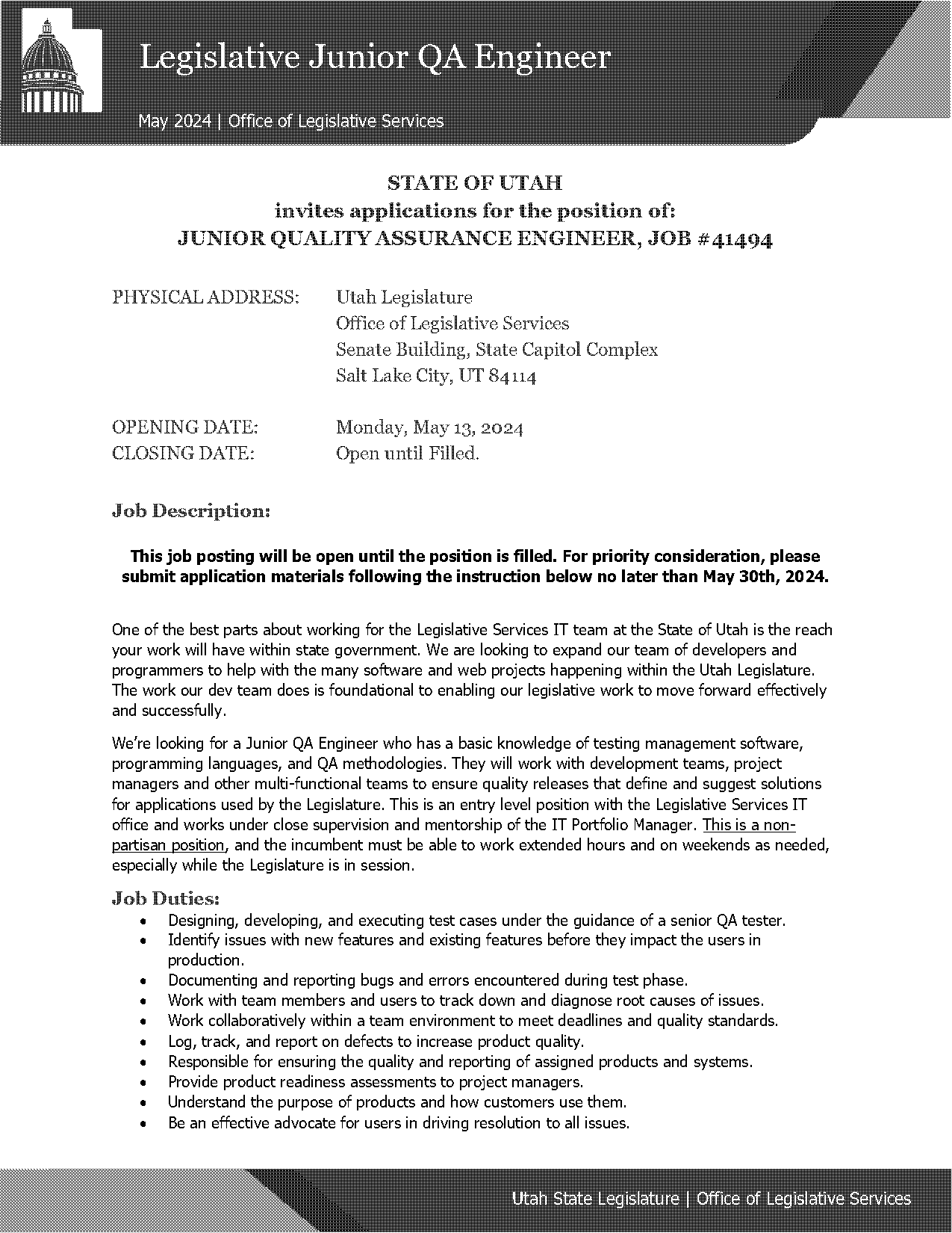 cover letter for software test engineer position