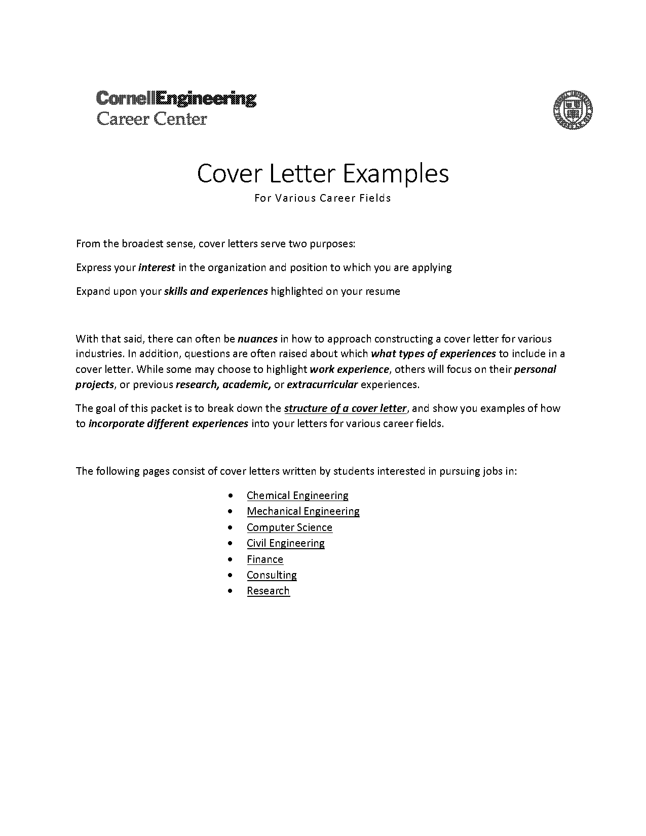 cover letter example for applying job