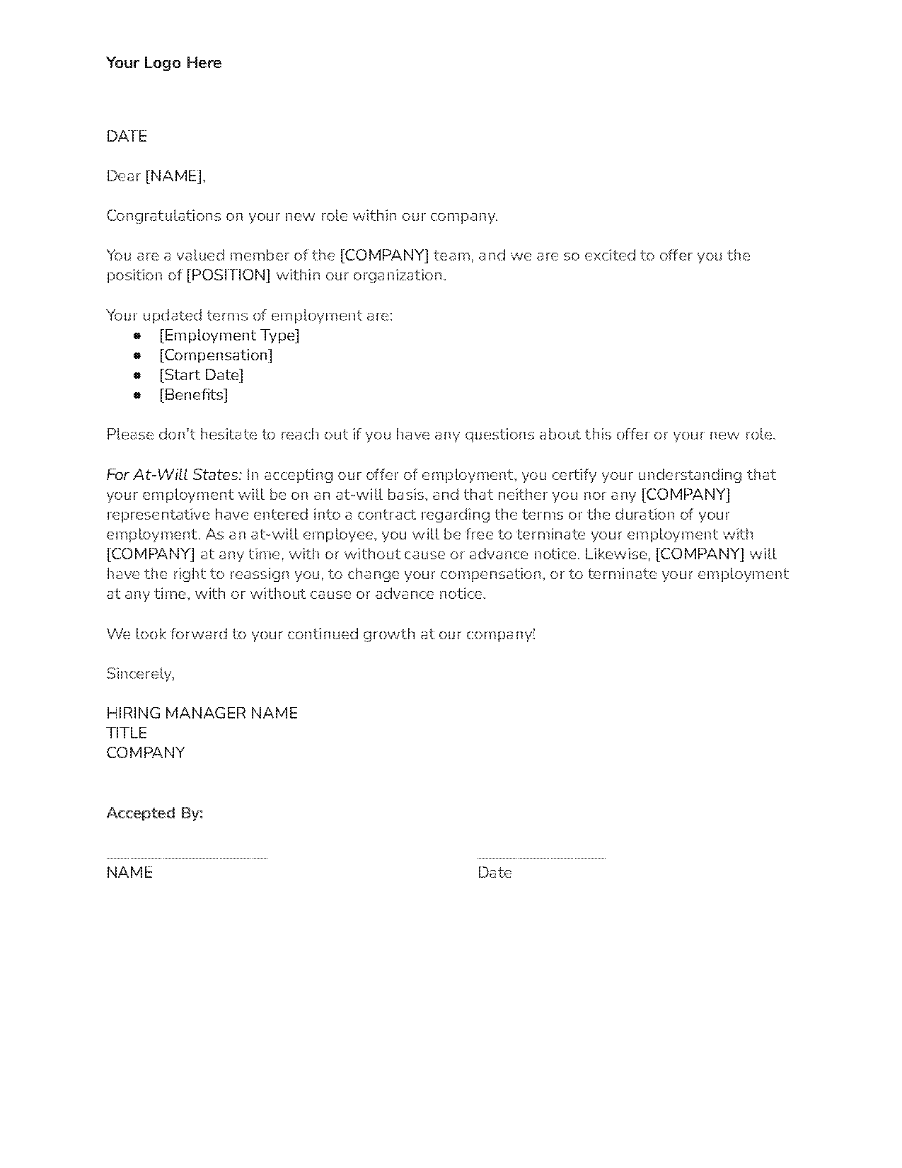 shrm offer letter templates