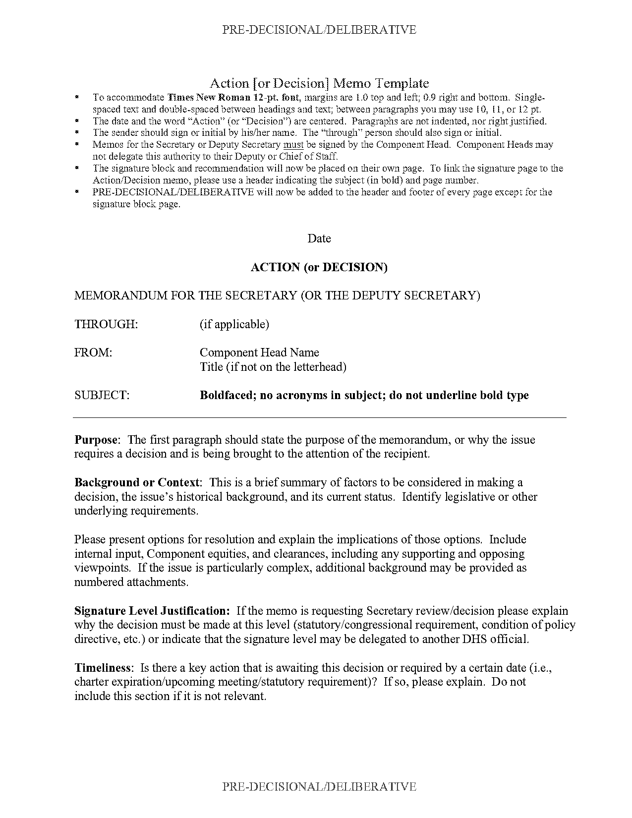 decision point memorandum format