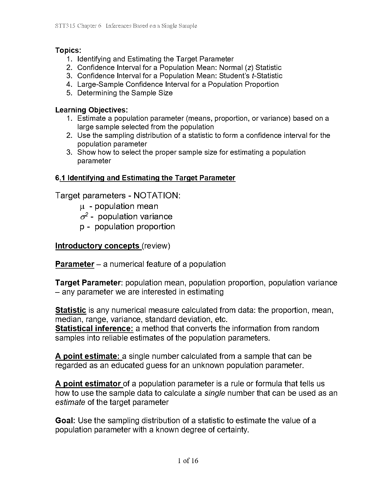 population mean sample data