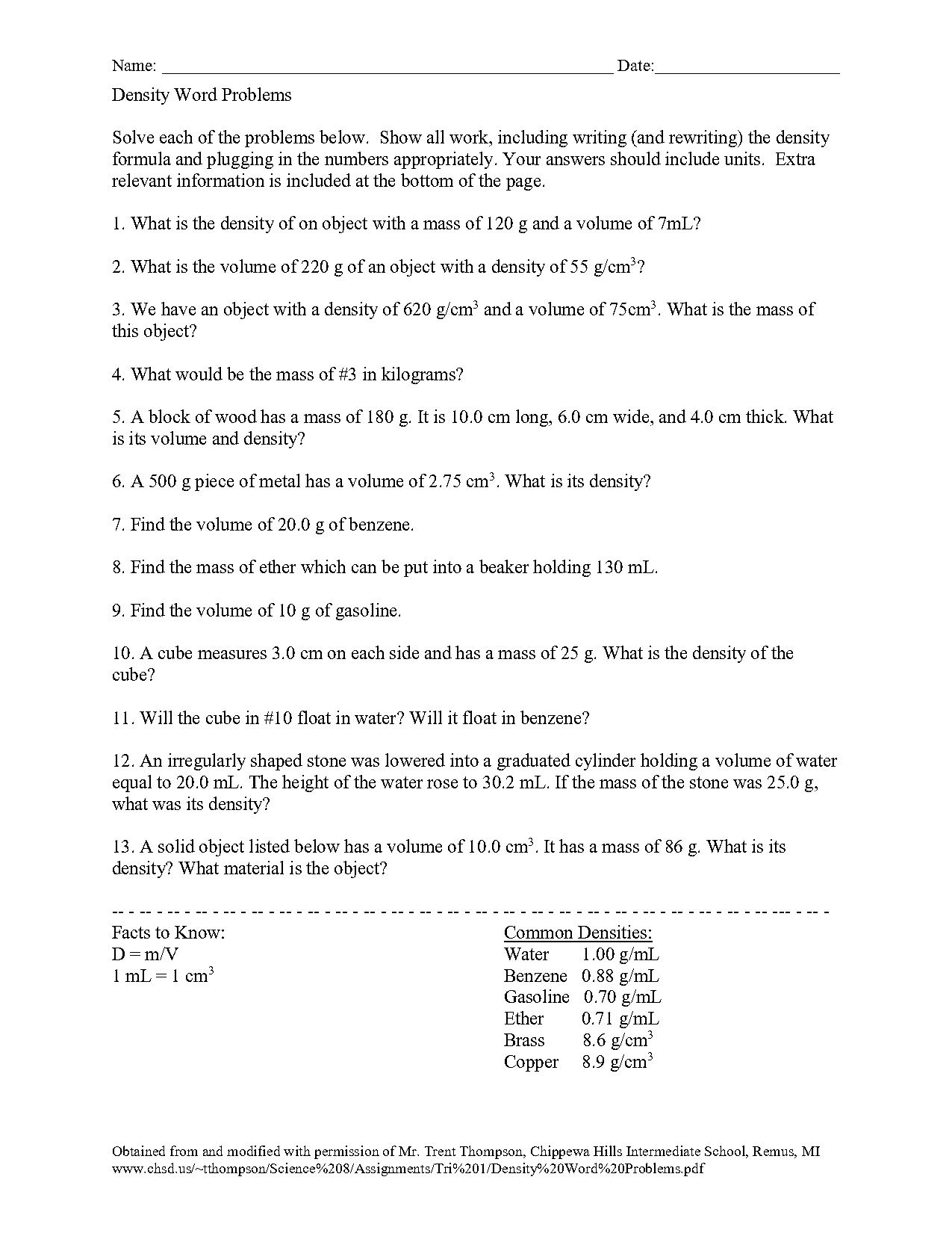 density problems with solutions pdf