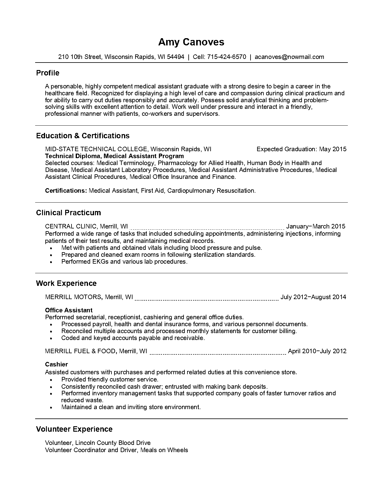 medical assistant resume samples pdf