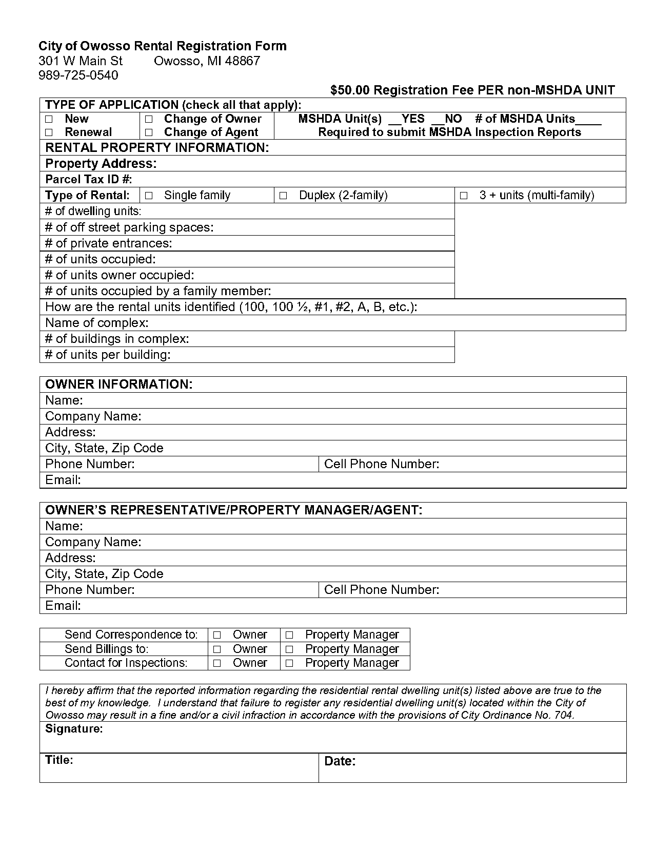 rental application form michigan