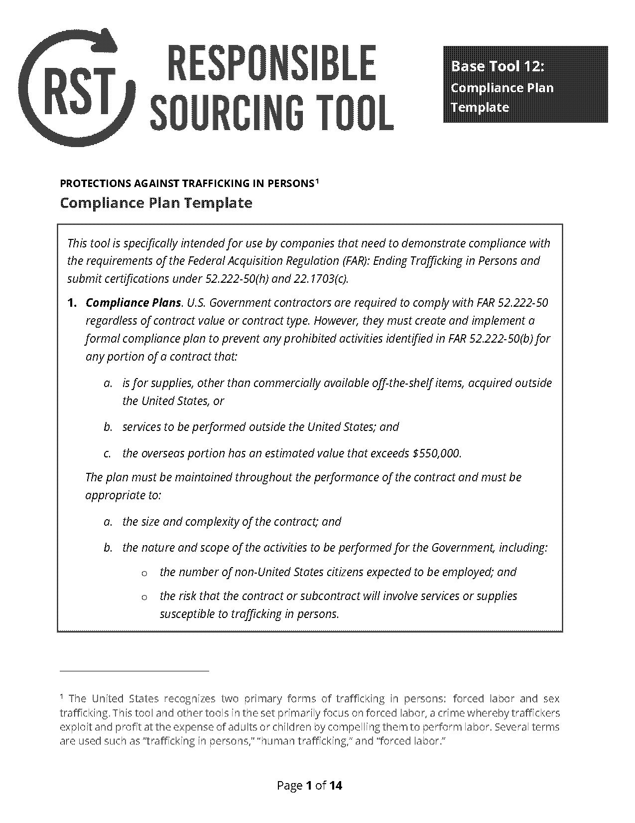 compliance related planning template