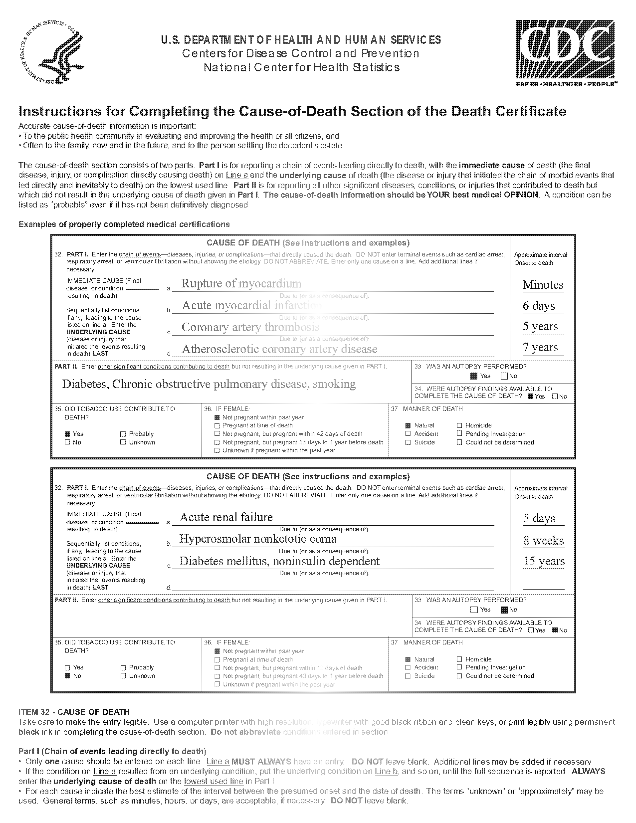 cdc guidelines death certificate