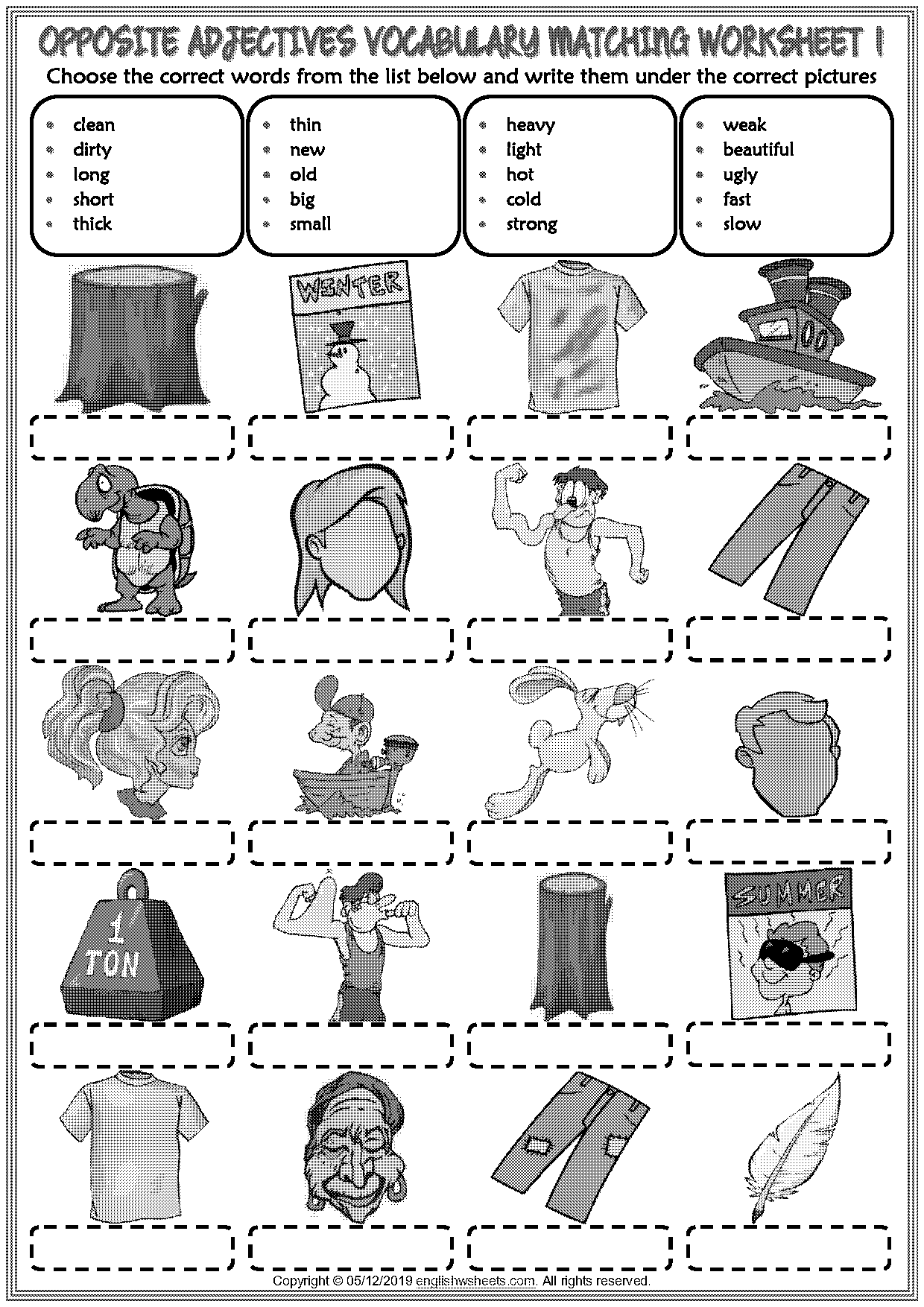 adjectives and opposites worksheets pdf