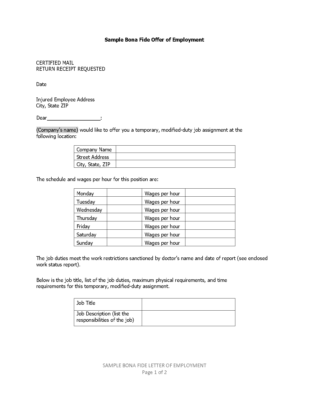 shrm offer letter templates