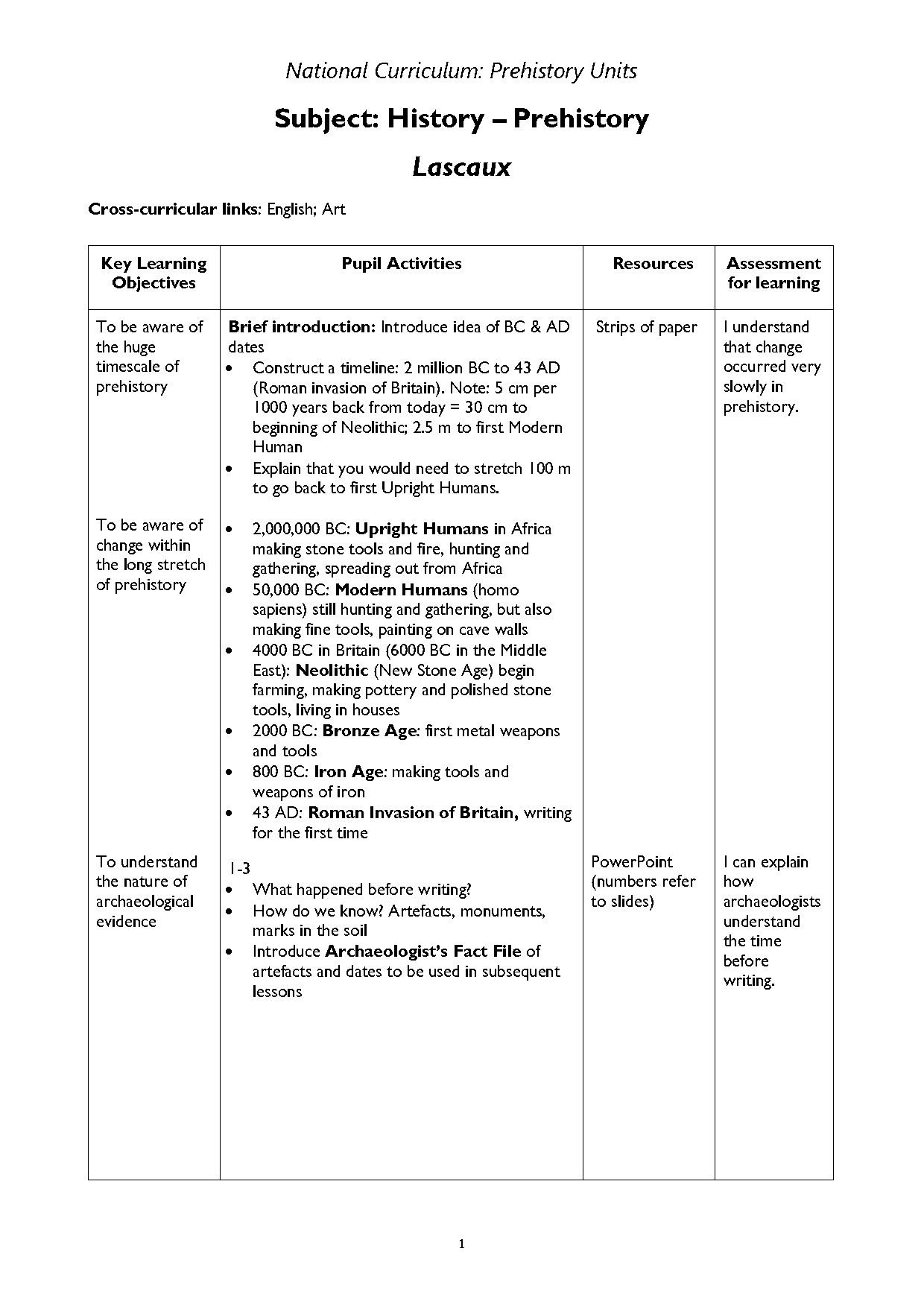 paleolithic and neolithic lesson plans