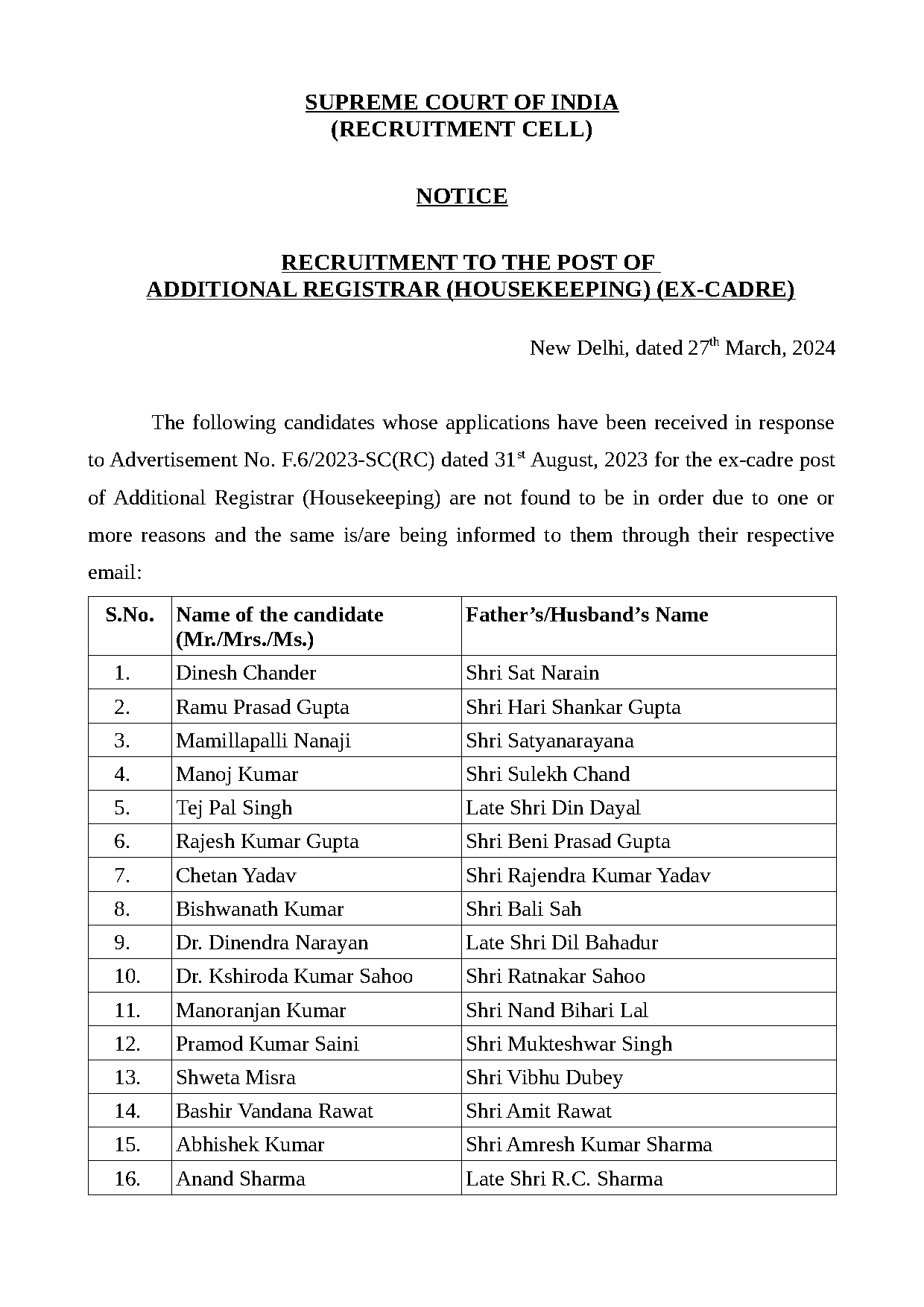 how to send court notice in india