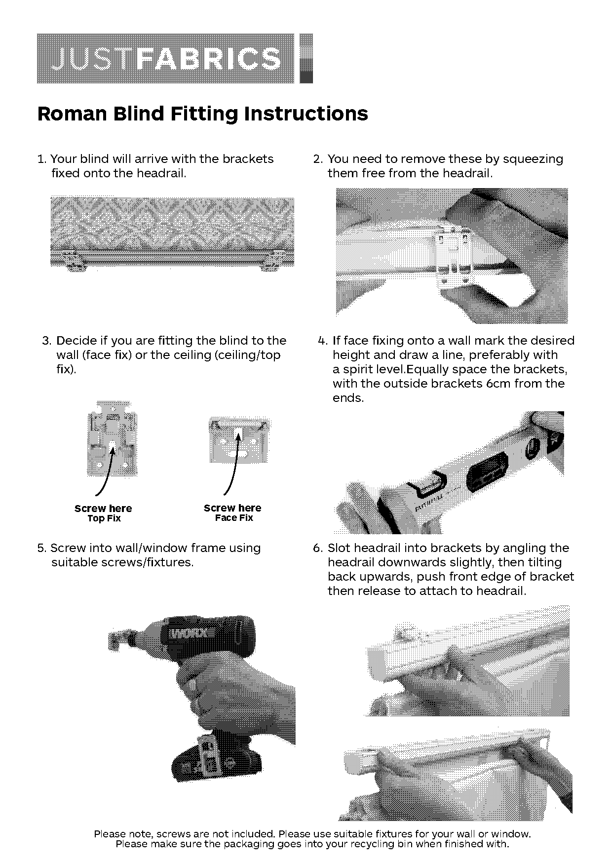 roman blind fitting instructions