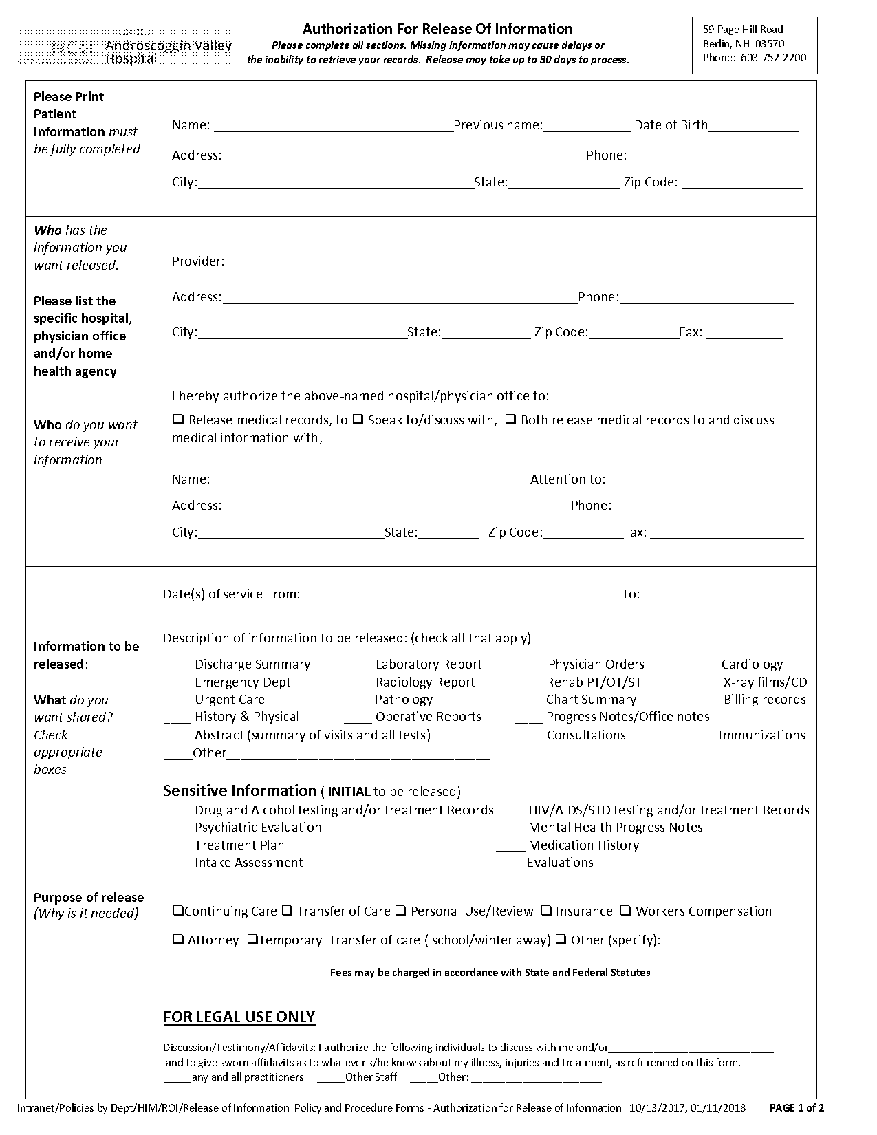 androscoggin valley hospital medical records