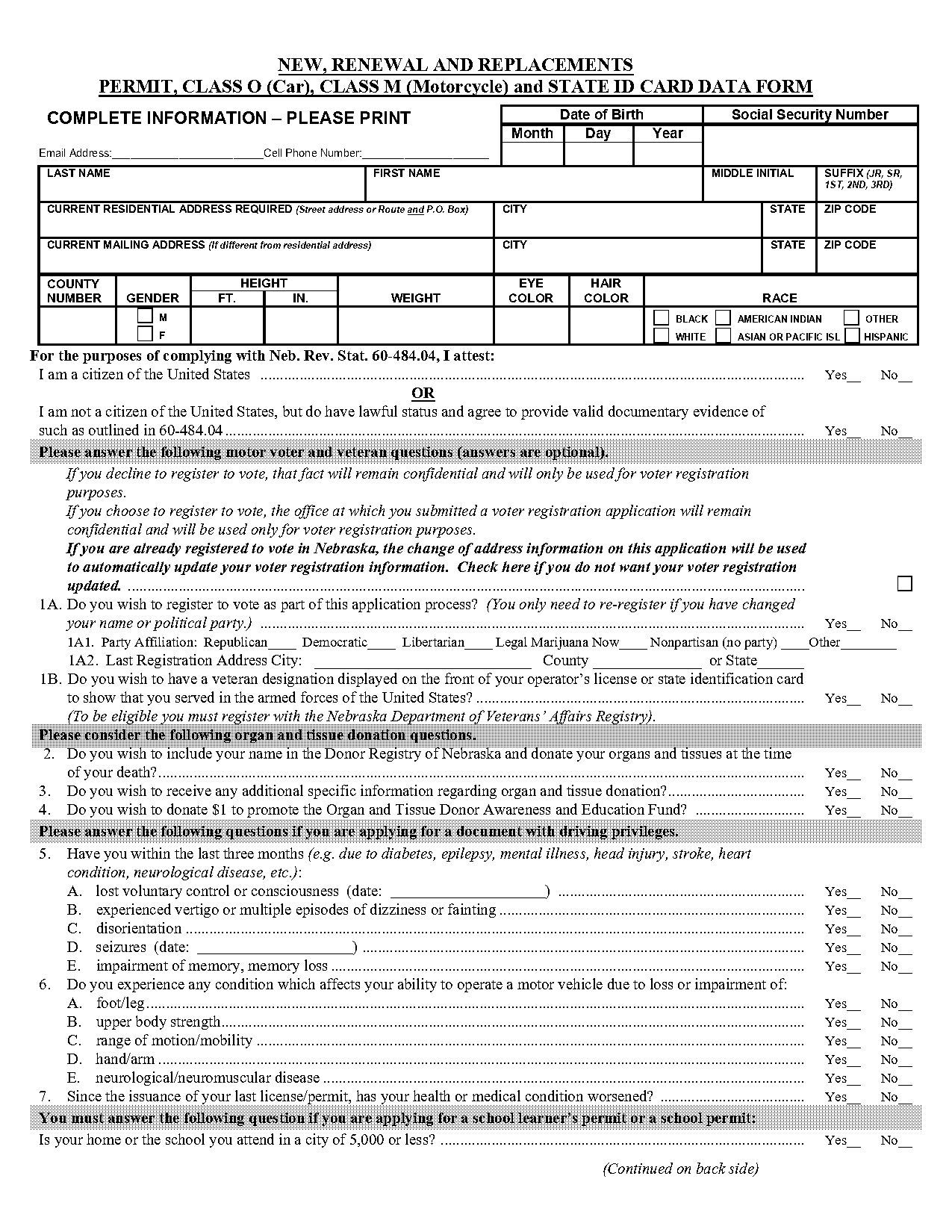 lisense renewal form dmv