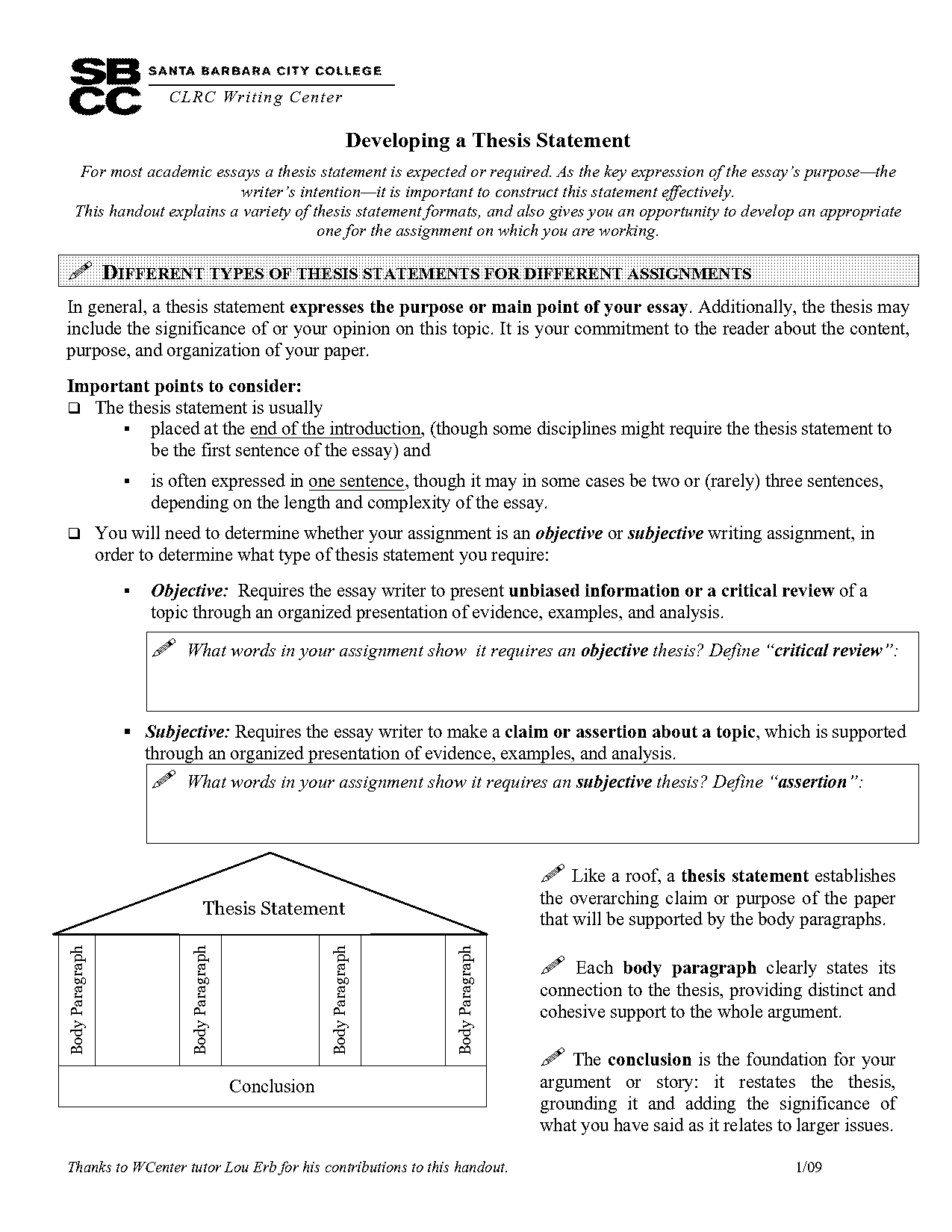 difference between thesis statement and specific purpose