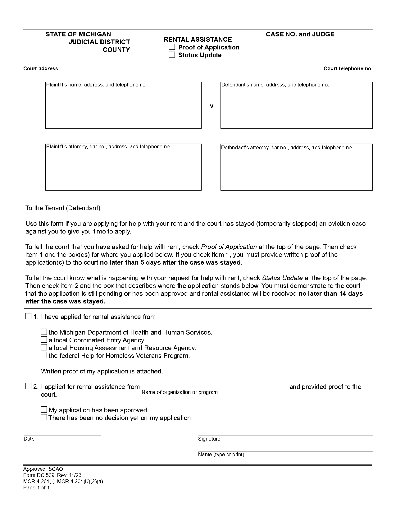 rental application form michigan