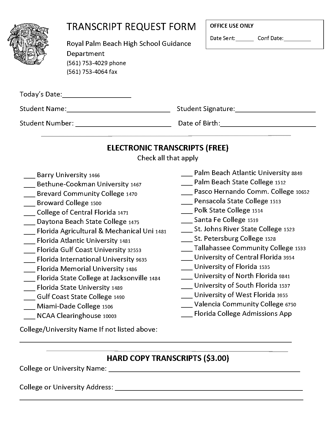 universit of florida transcript request form