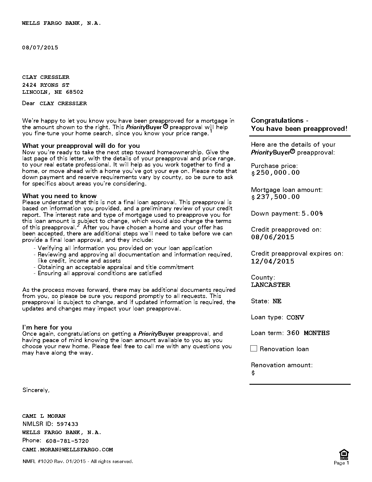 mortgage pre approval letter expiration