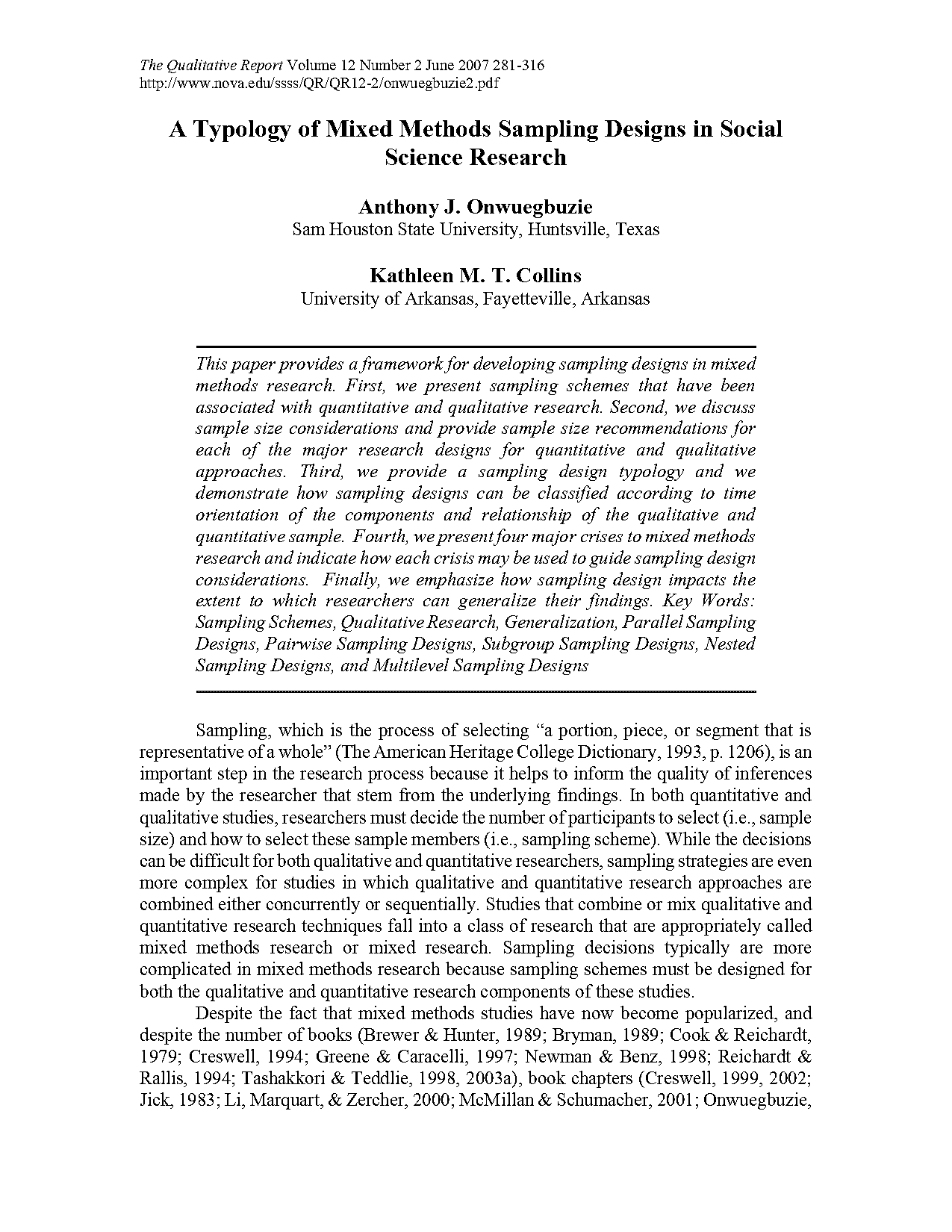 types of sampling in sociological research