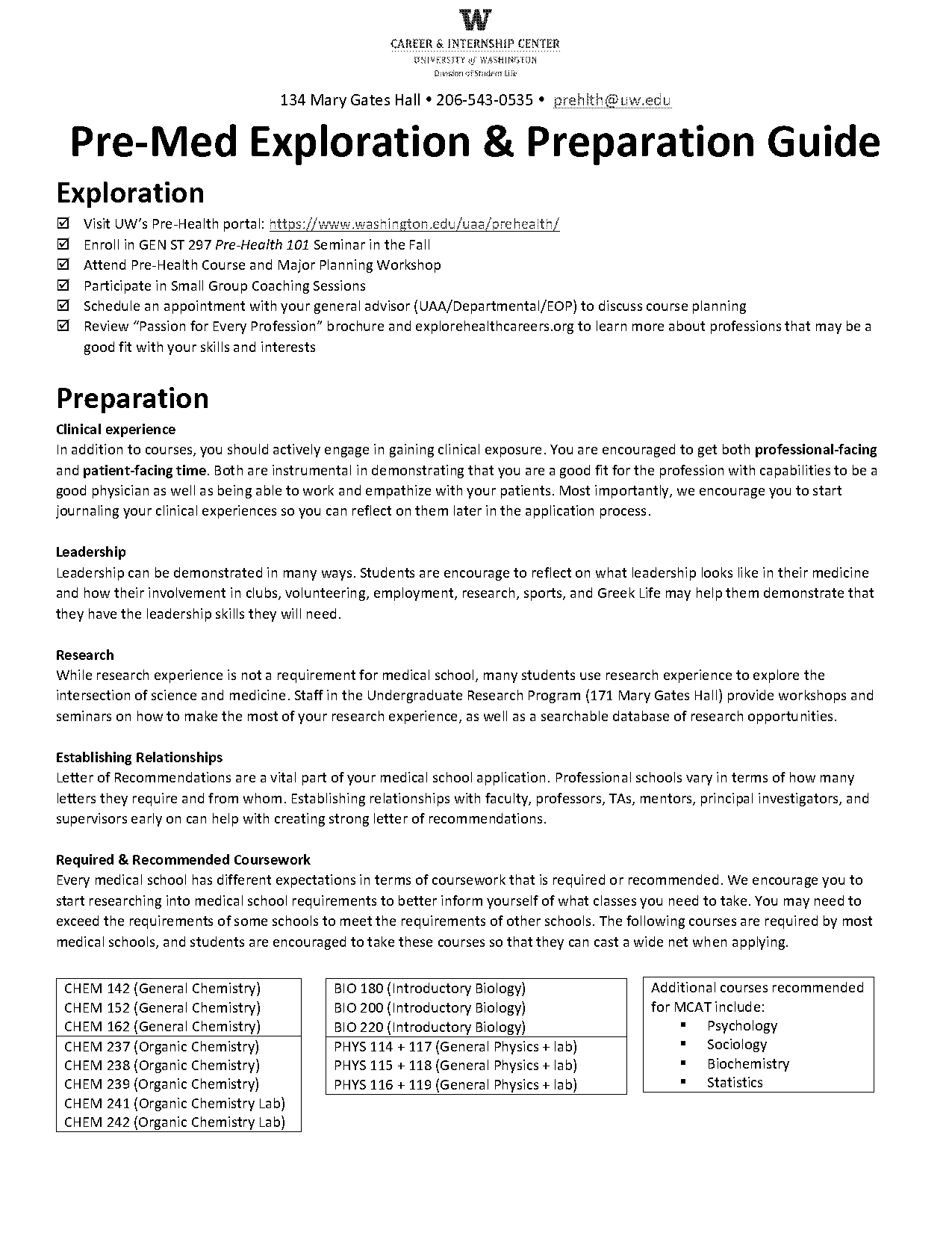 university of washington medical school mcat requirements