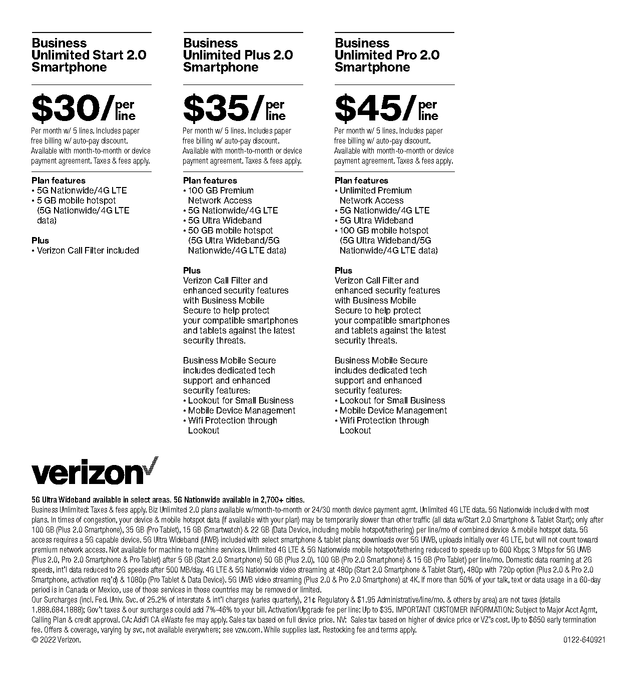 verizon business mobile plans