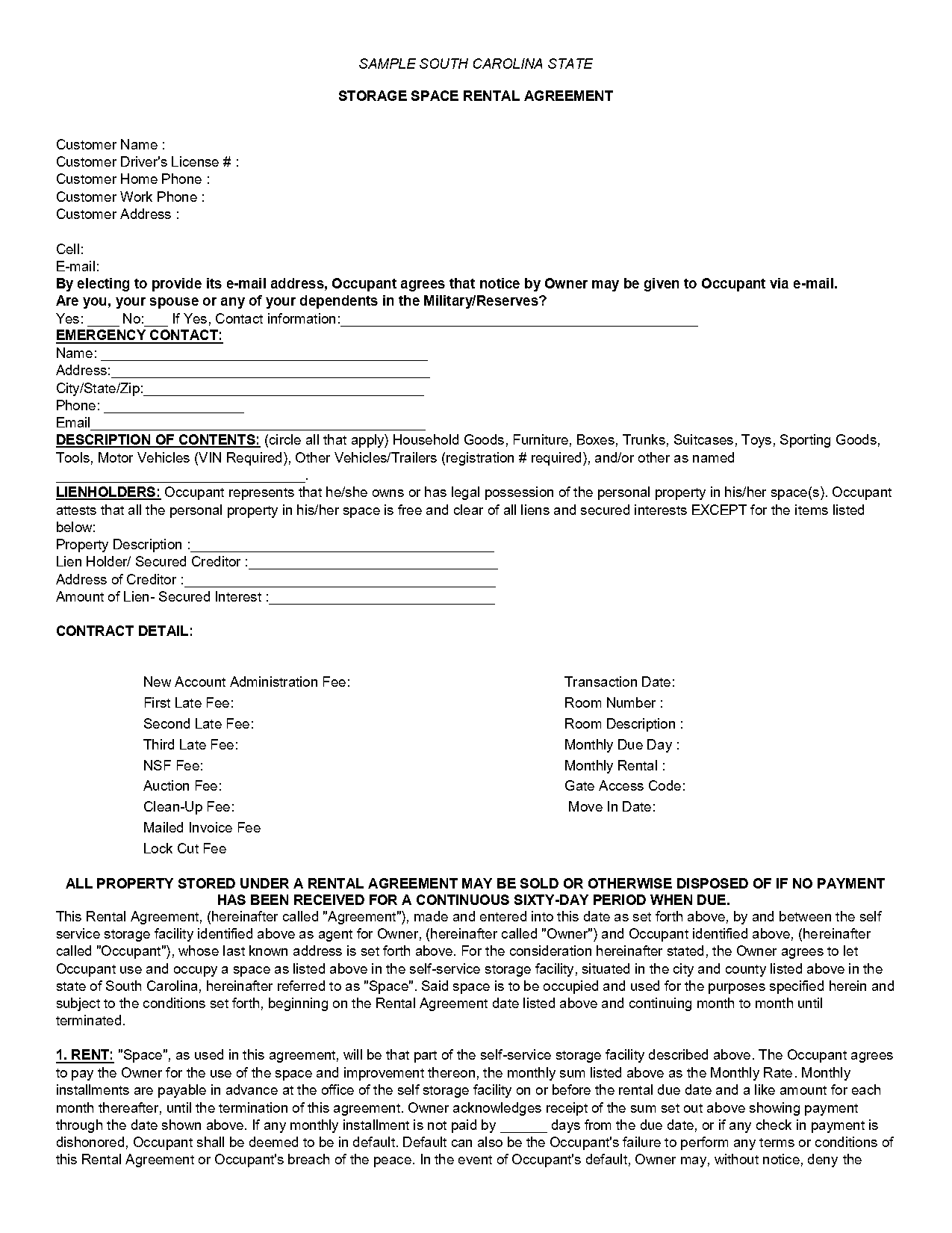 sample sc lease agreement