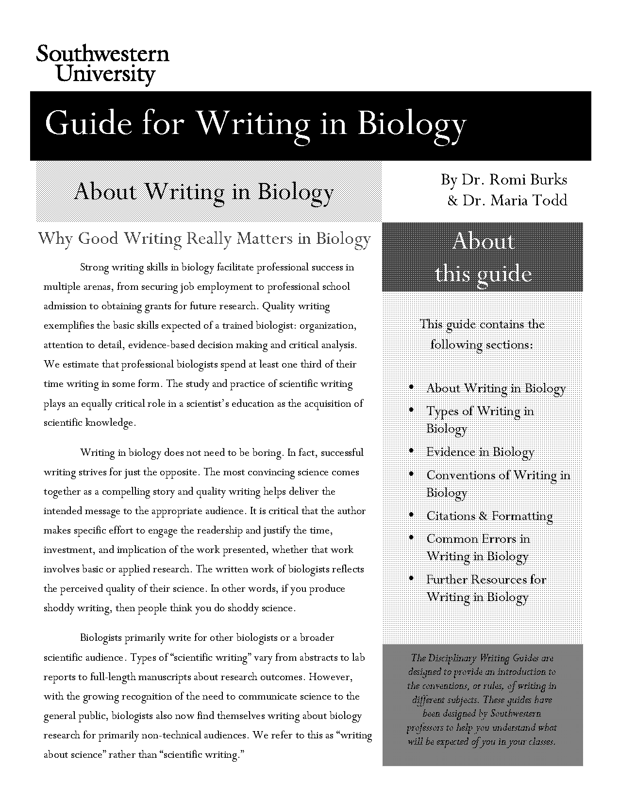 how to write a good scientific method for biology