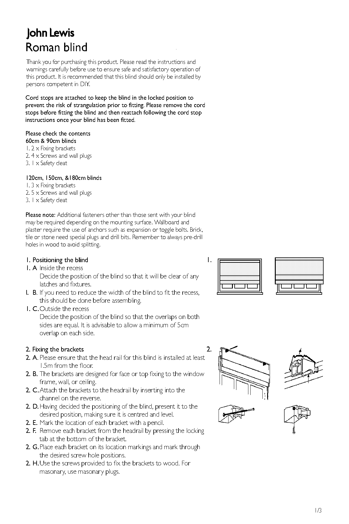 roman blind fitting instructions