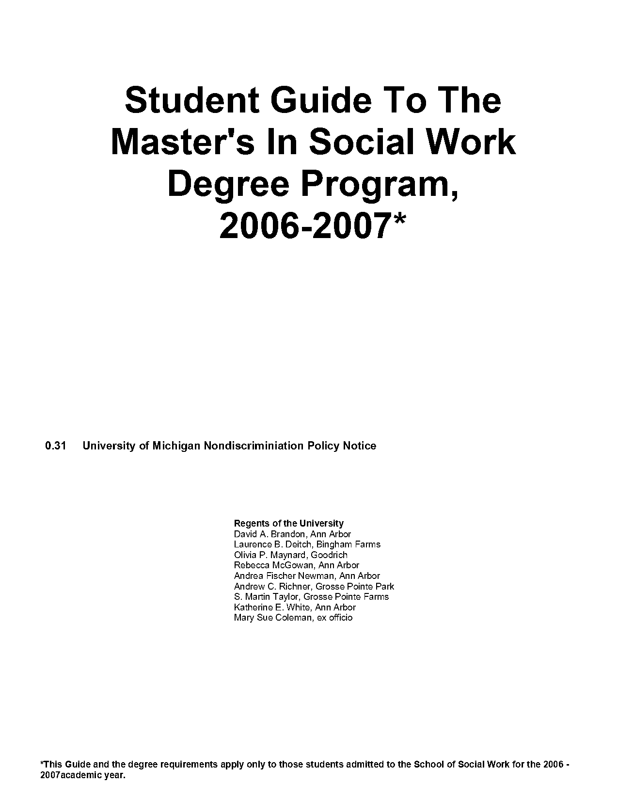 university of michigan social policy