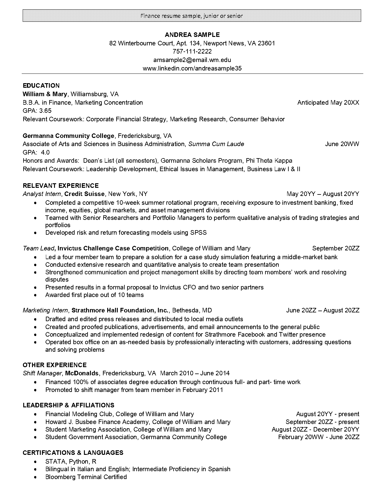 junior it manager resume