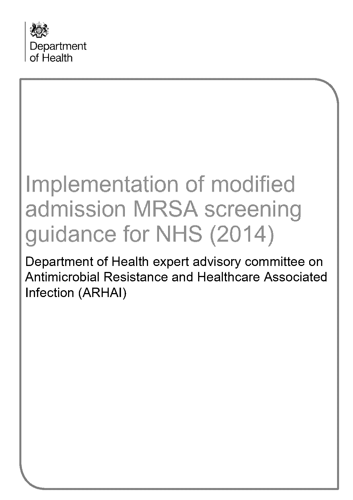 department of health mrsa screening operational guidance