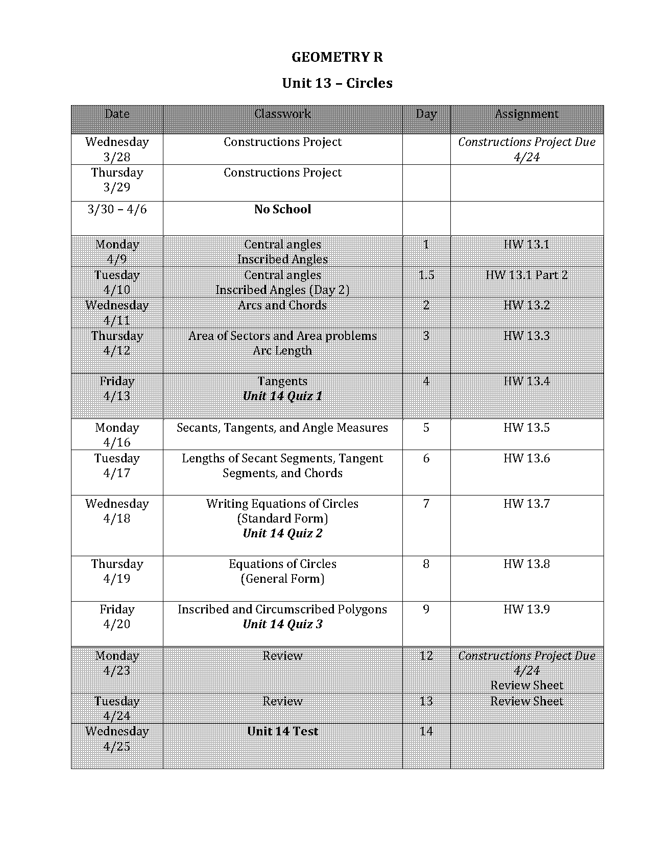 equations of circles assigments worksheet