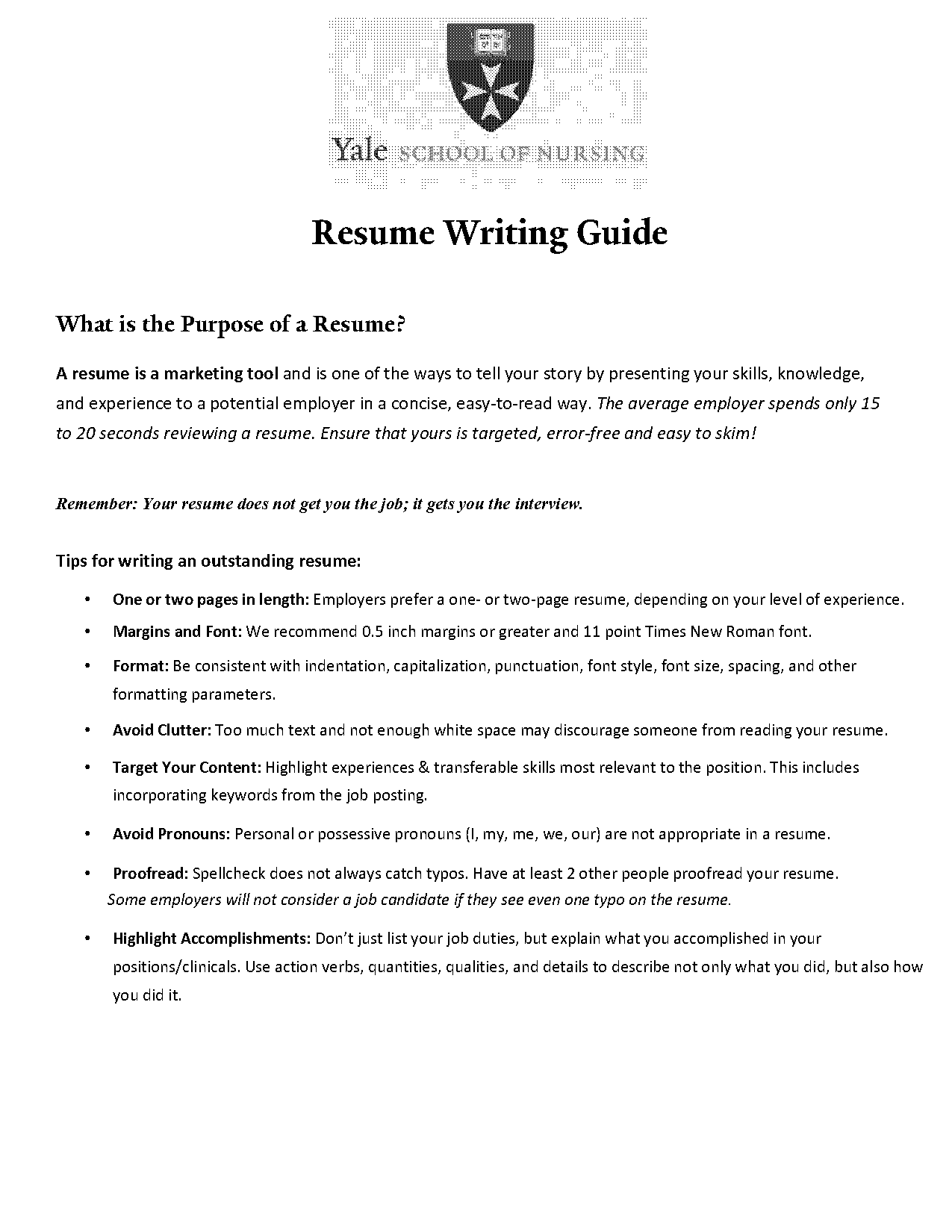 resume guidelines for professionals