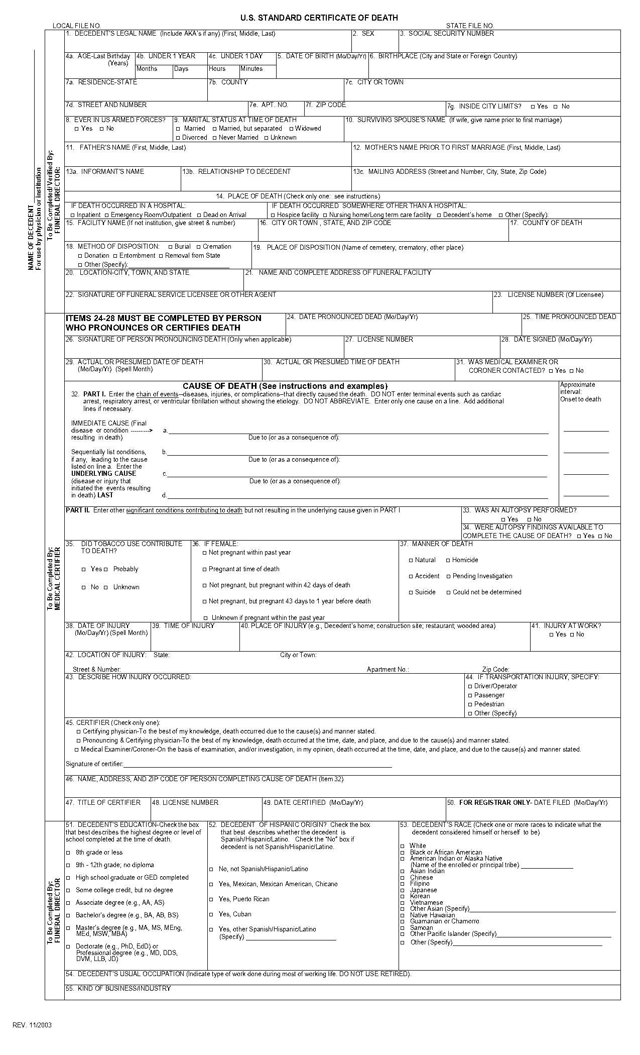 cdc guidelines death certificate