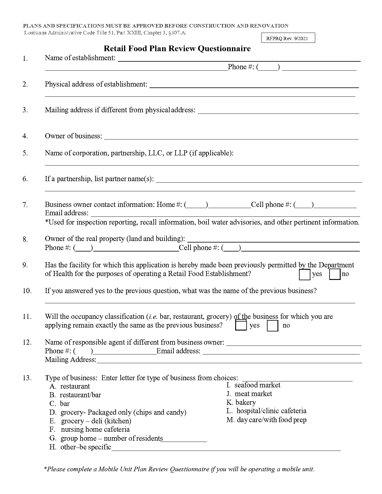 restaurant review form template