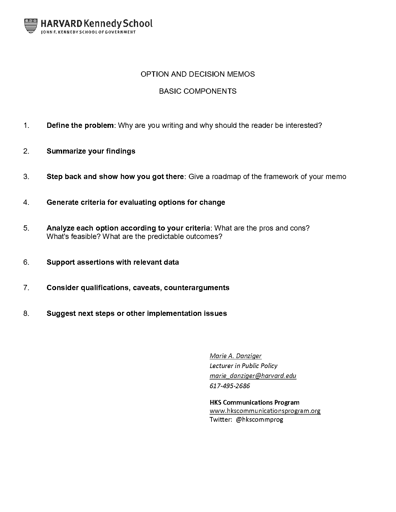 decision point memorandum format