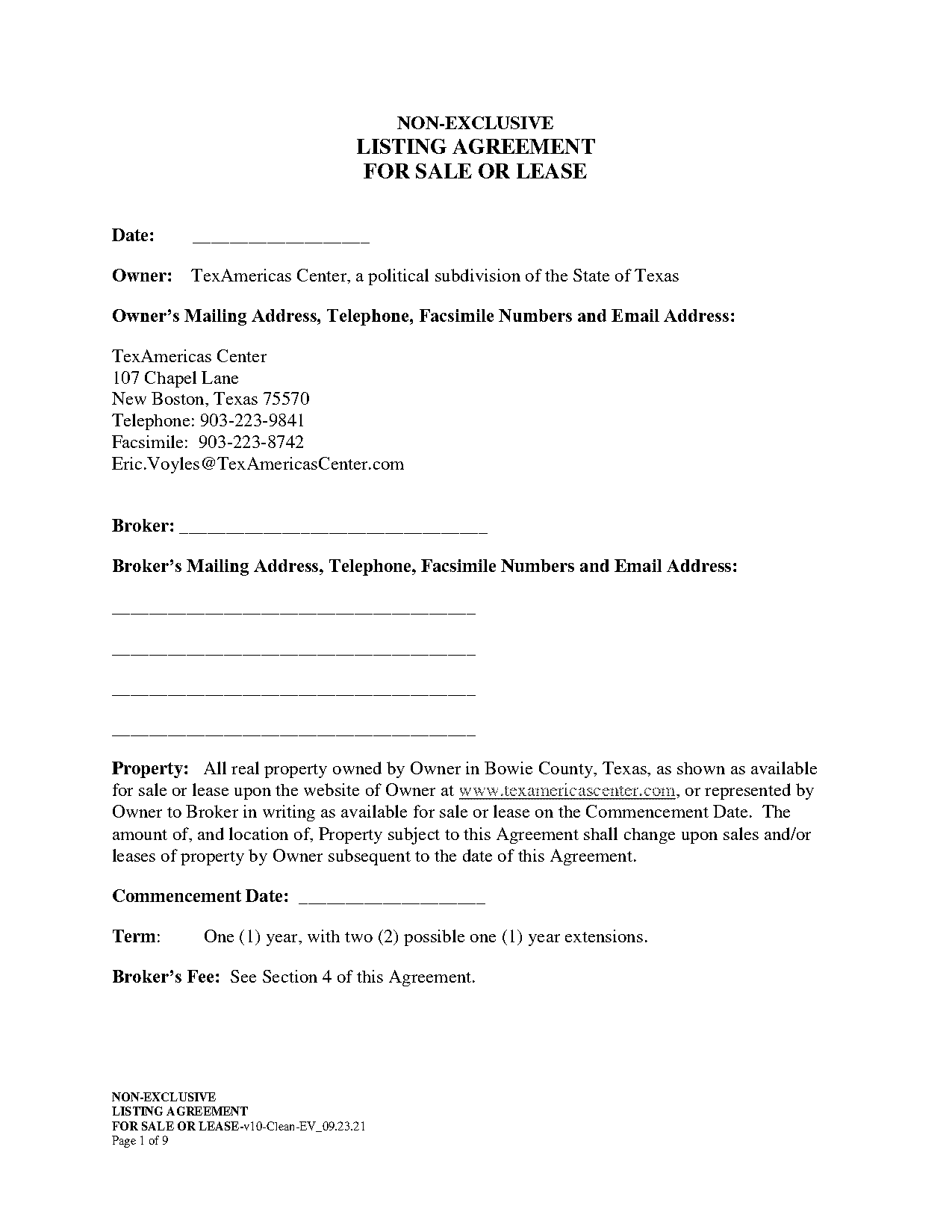 texas listing agreement form