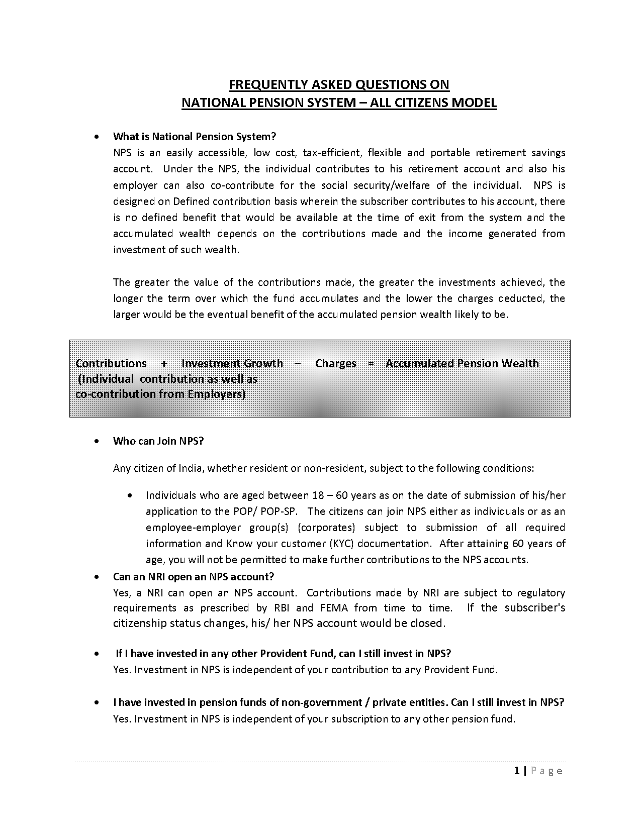 contribution pension scheme india