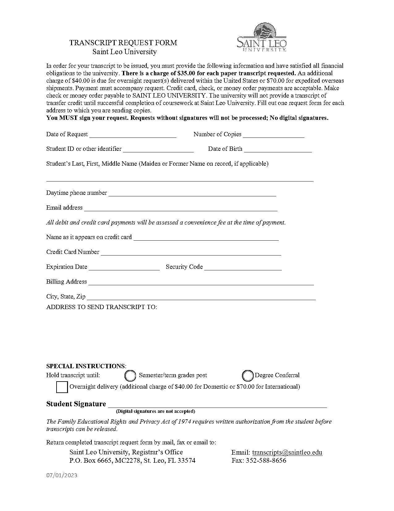 universit of florida transcript request form