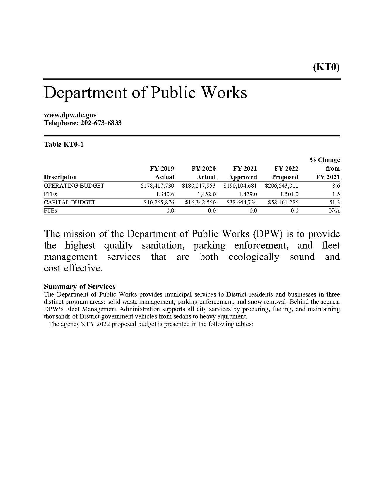 department of public works policy