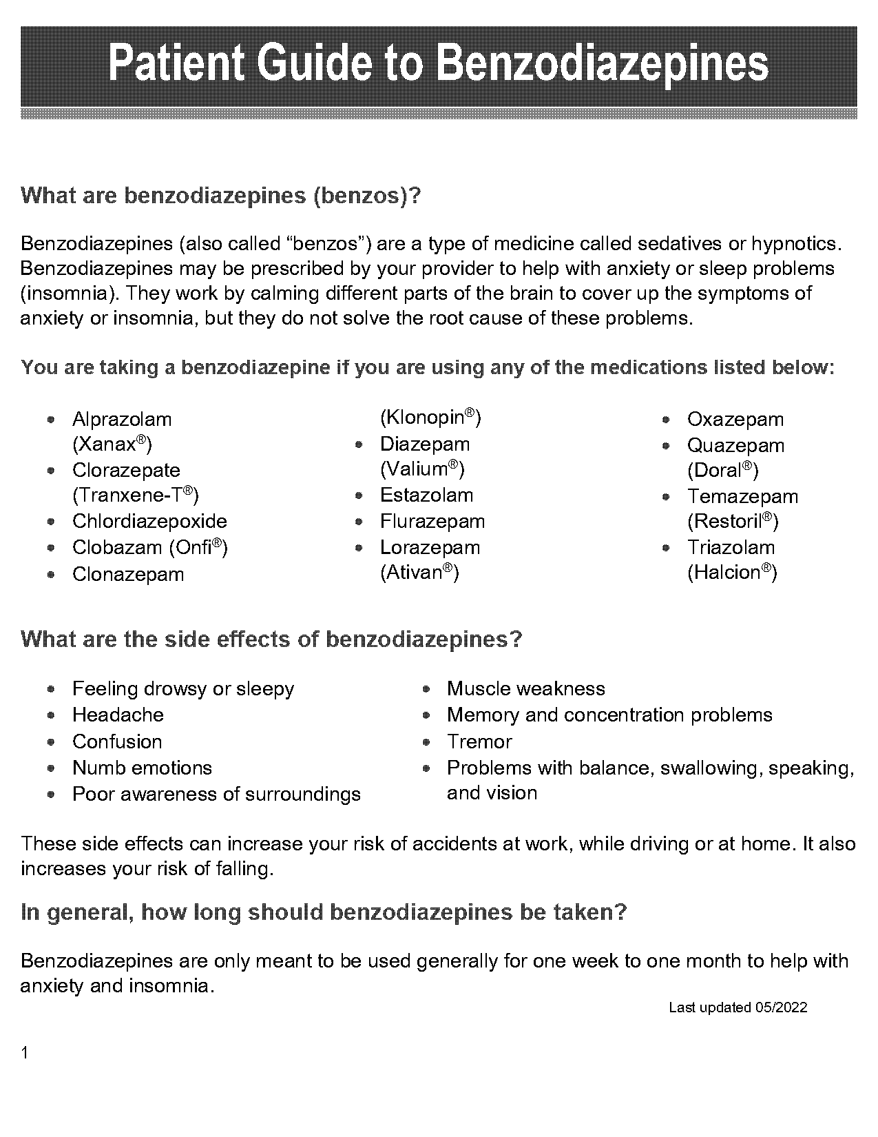 long term effects of benzodiazepine