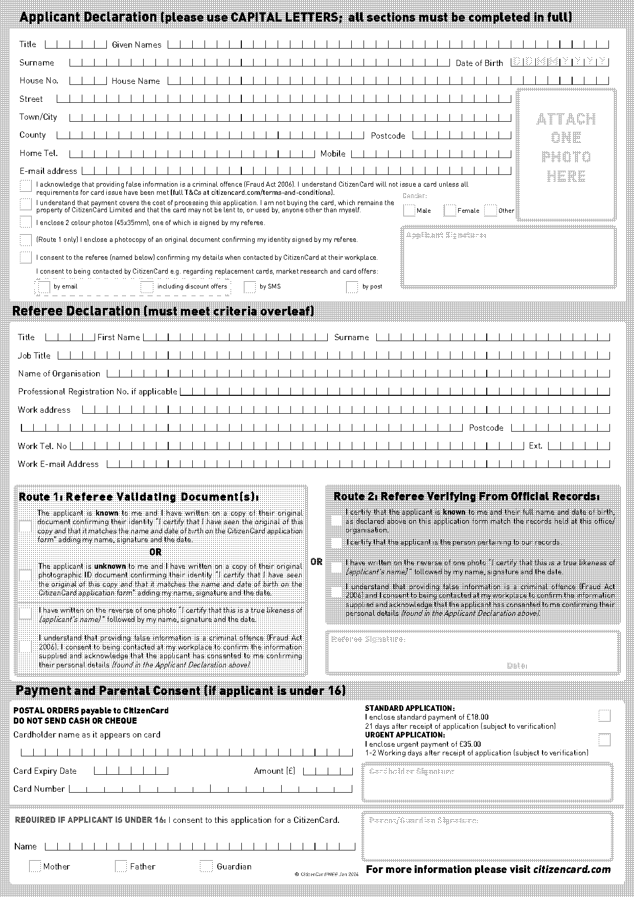 citizen card application form pdf