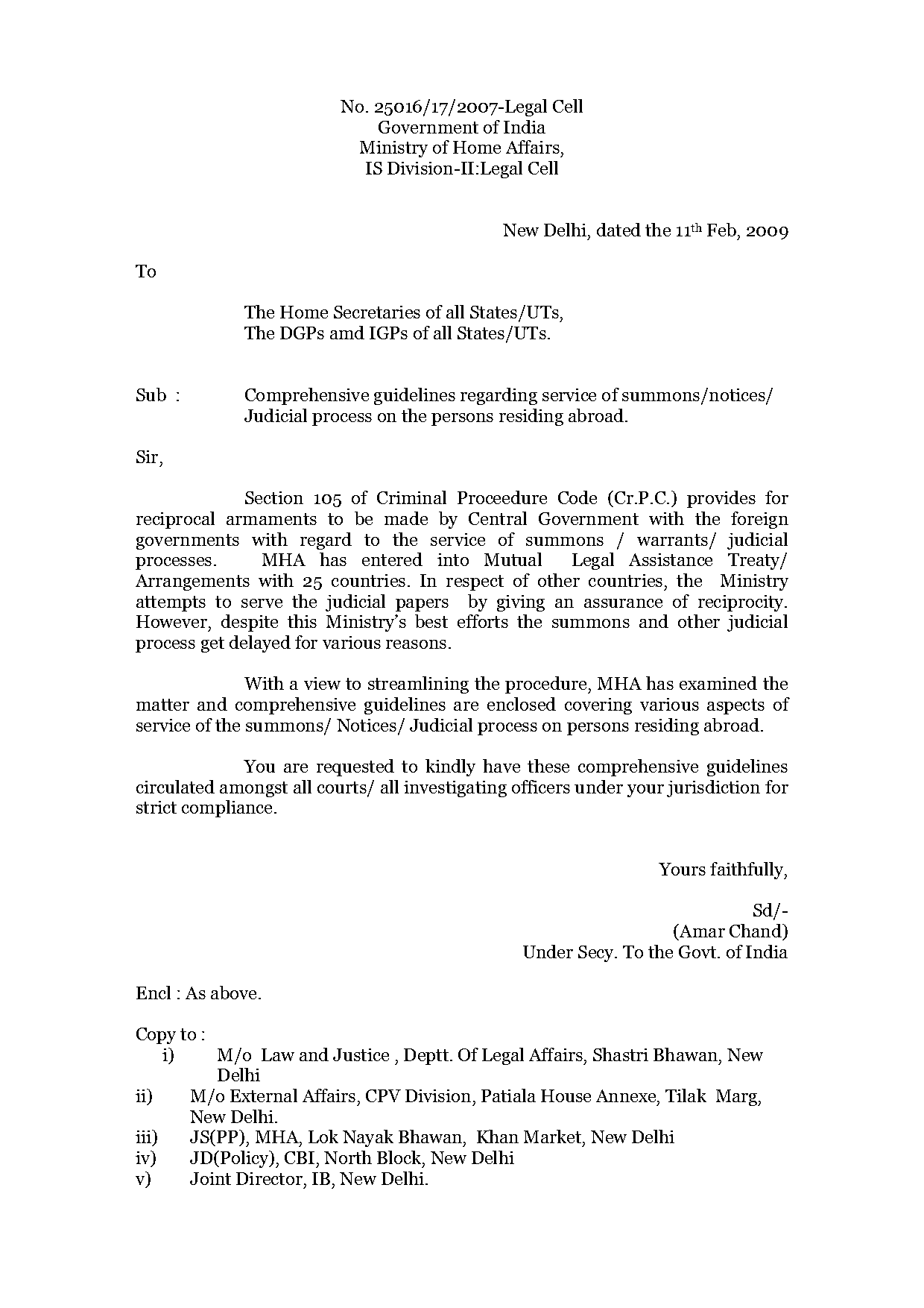 how to send court notice in india