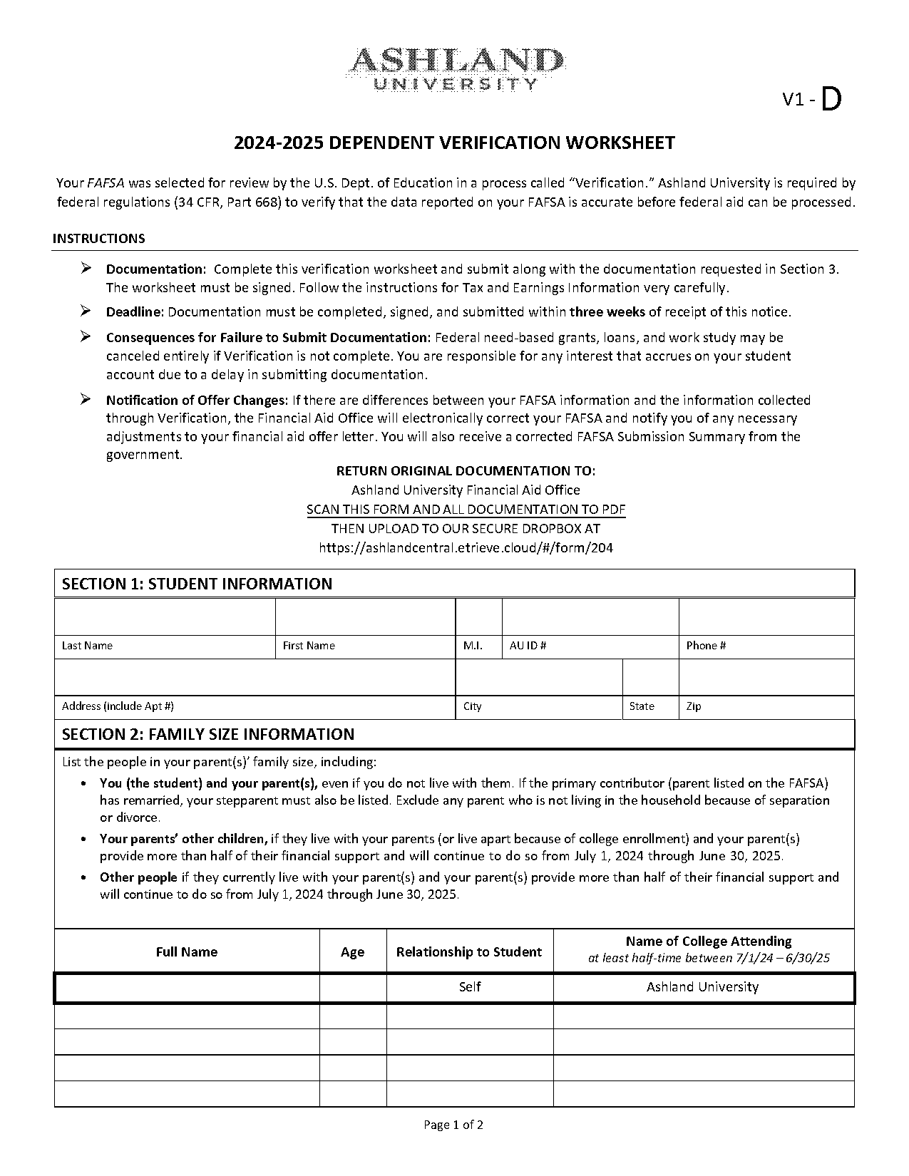 ashland university tax form