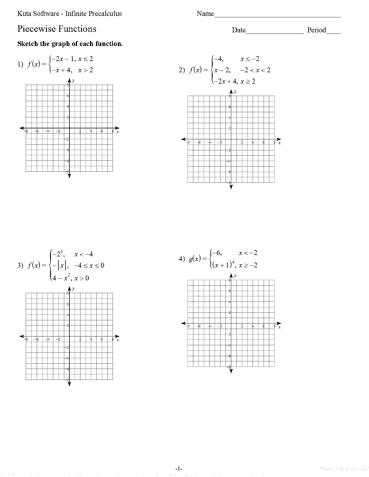 domain and range piecewise functions worksheet