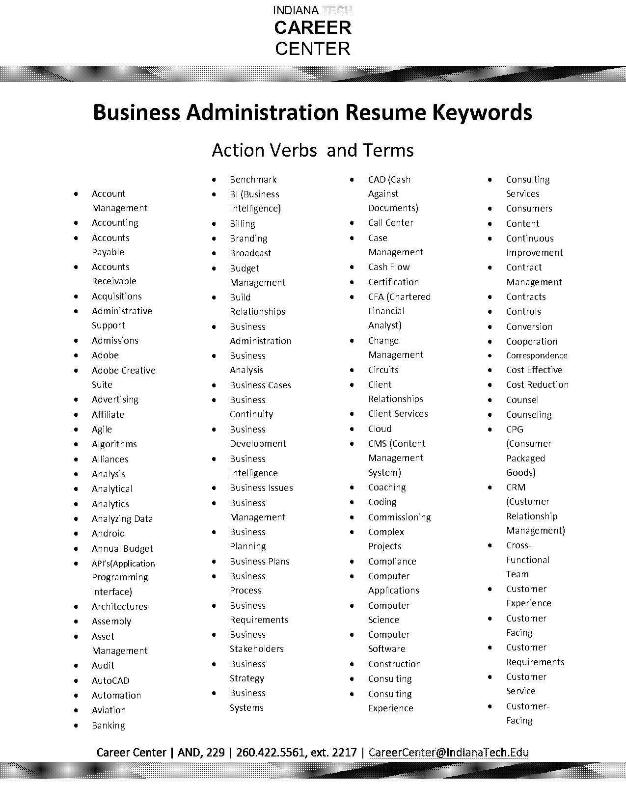 business terms for resume