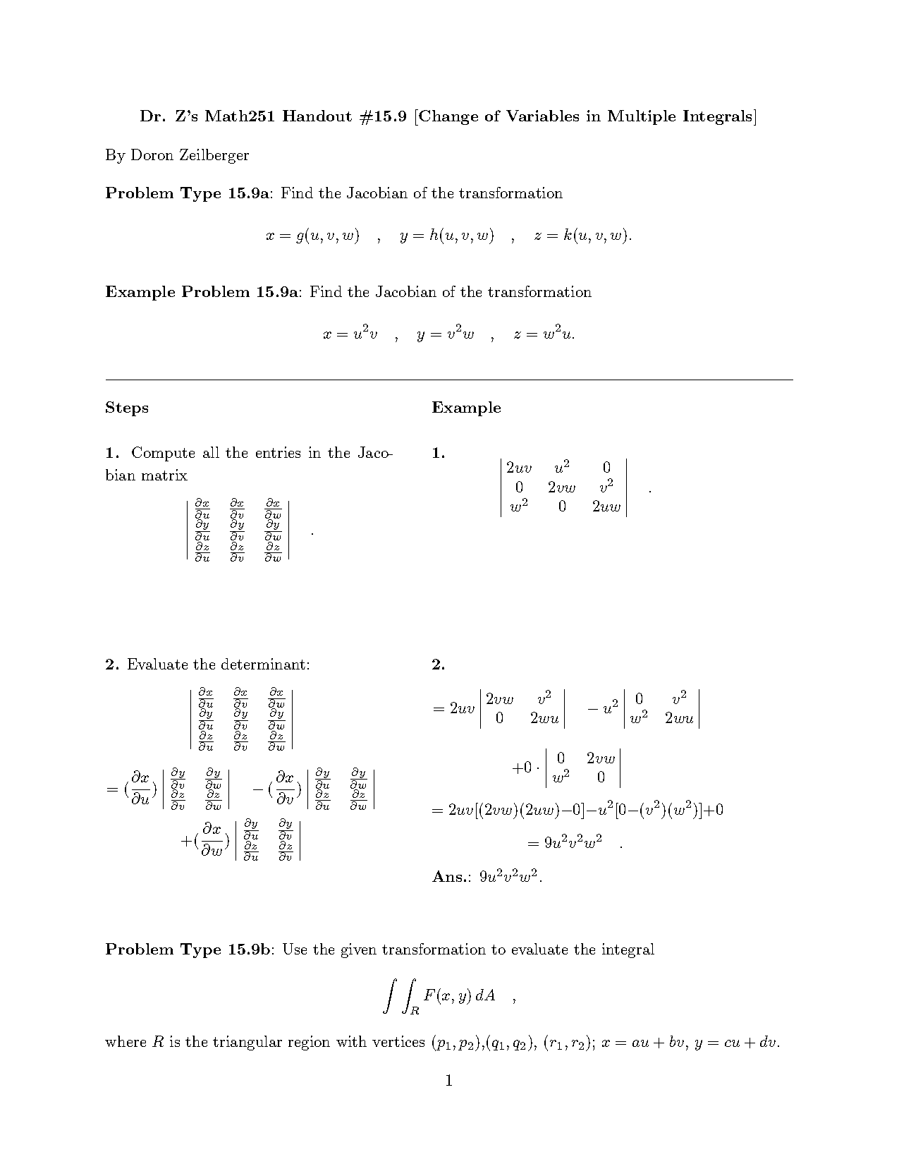 using transformations to evaluate integrals