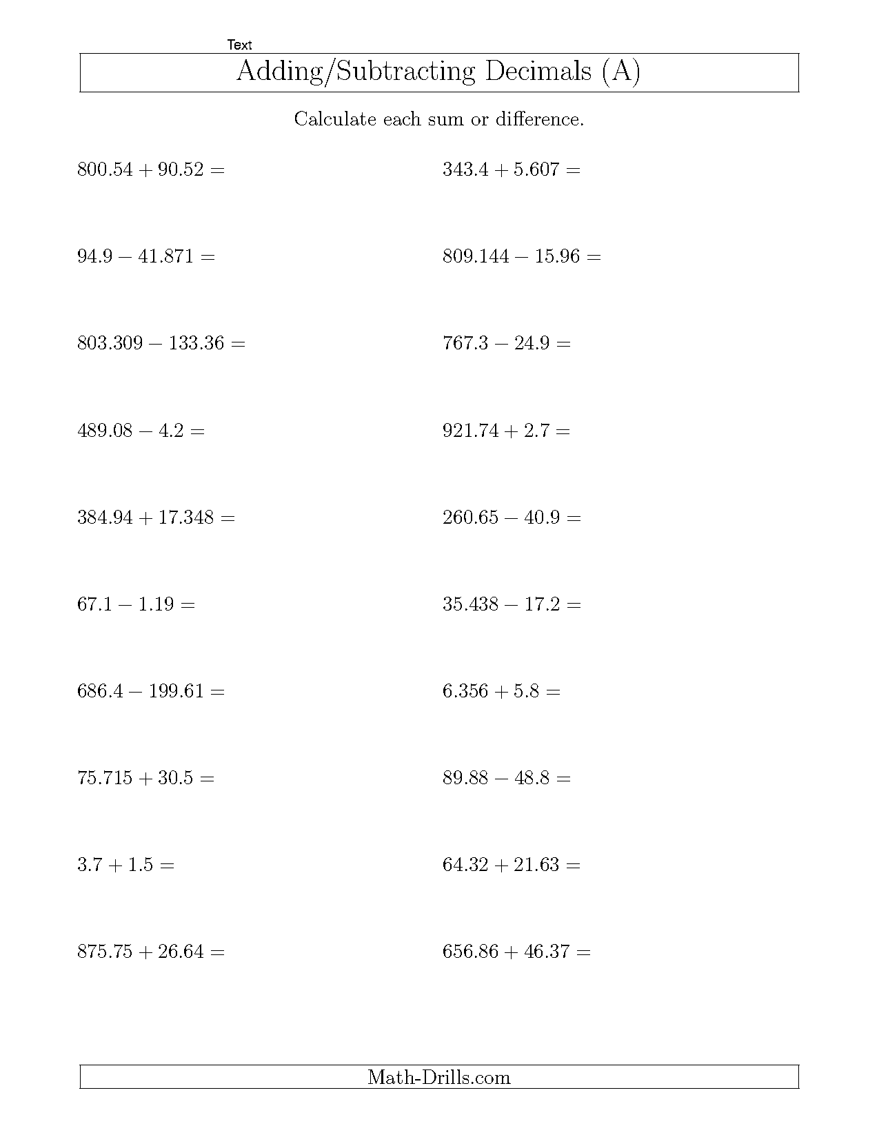 free printable worksheets adding and subtracting integers