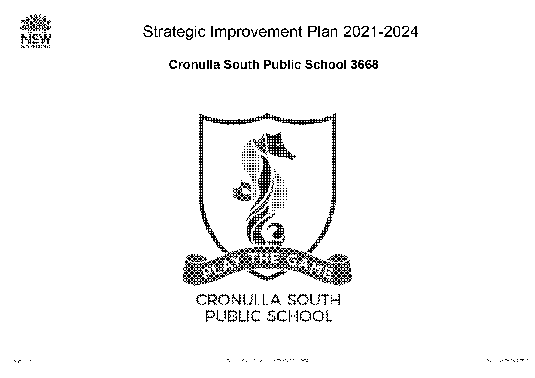 cronulla ps school plan