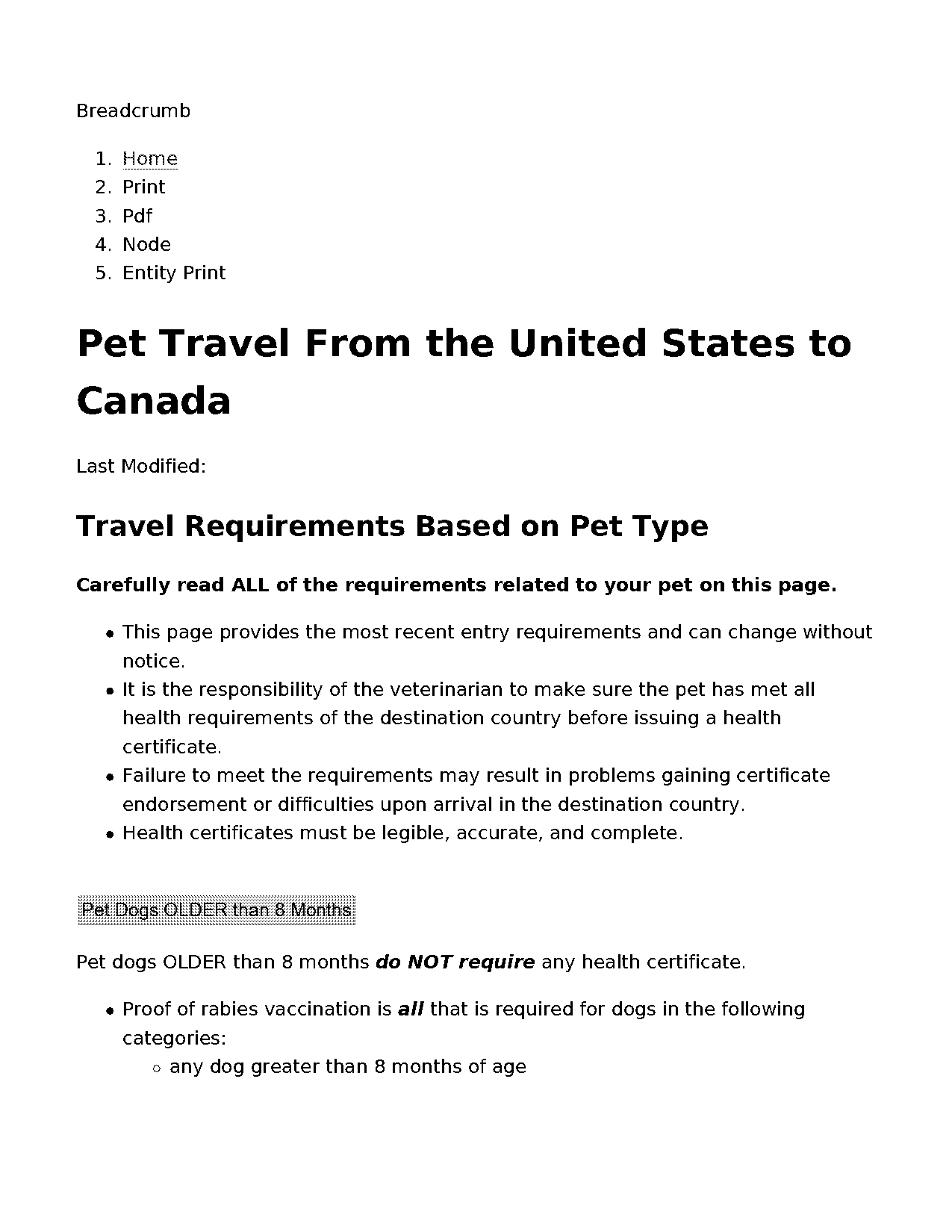 canada travel requirements united states