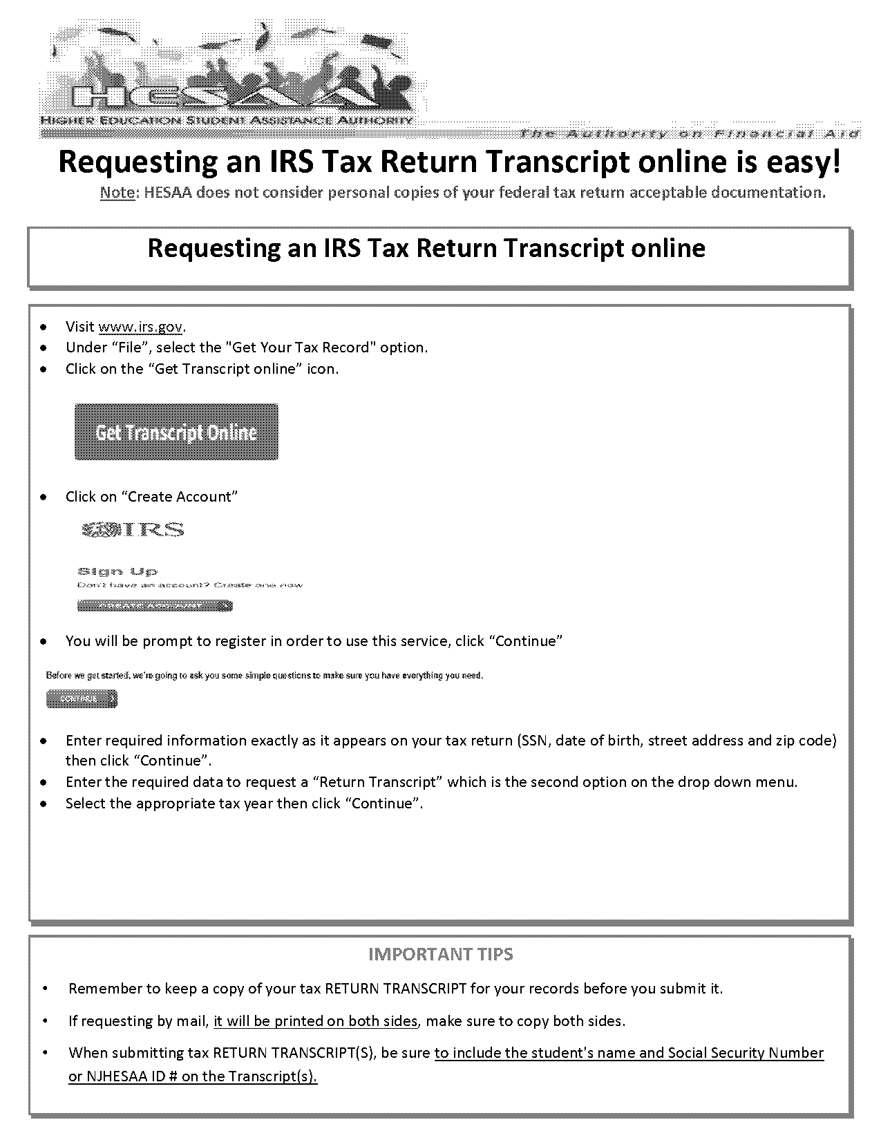 my irs transcript login